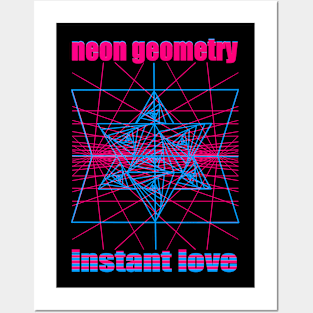 neon geometry Posters and Art